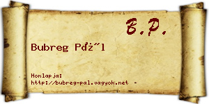 Bubreg Pál névjegykártya